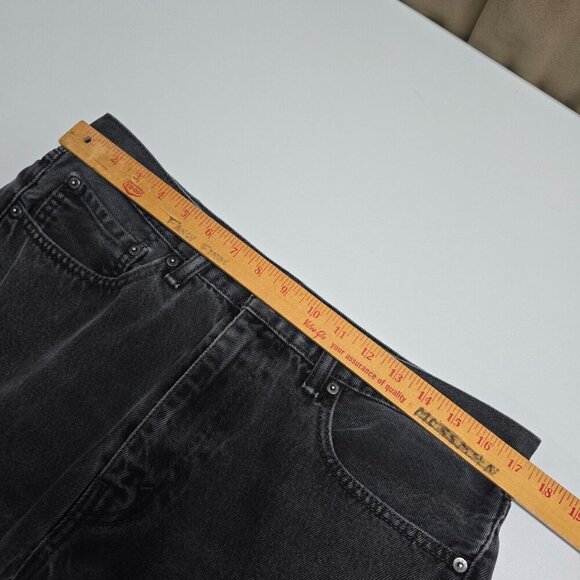 Levi’s 505 Jeans Mens 36x34 (Fits 34x31) Black Straight Denim‎ Grunge Streetwear - Picture 9 of 13